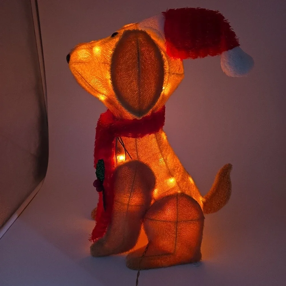 Christmas Holiday Time Dog Light Up Plush Dog Indoor Outdoor Decor 20